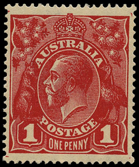 AUSTRALIA 1914  SG21d Mint KGV 1d carmine-red wmk 5 die II