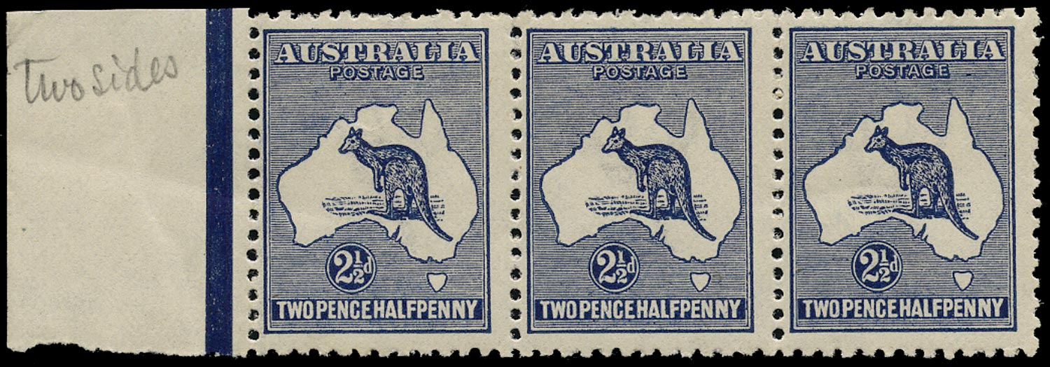 AUSTRALIA 1915  SG36b var Mint unmounted 2&frac12;d deep indigo Kangaroo and Map wmk 6 with offset on gum