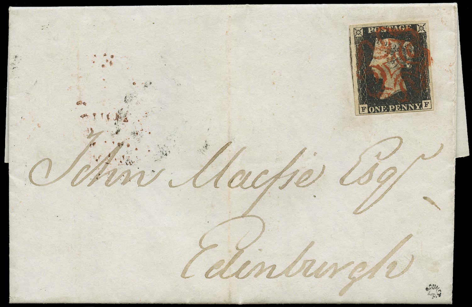 GB 1840  SG2 Pl.4 Cover - Greenock to Edinburgh