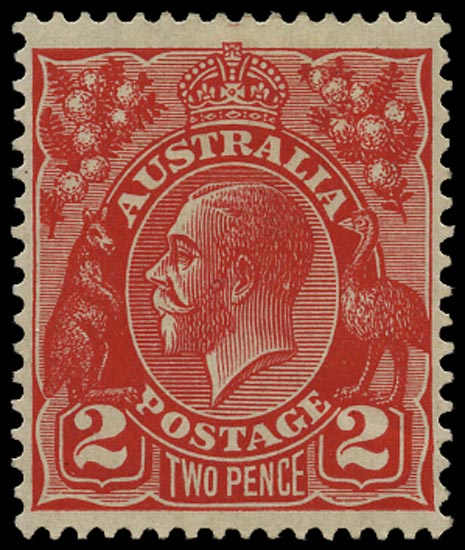 AUSTRALIA 1926  SG99ab Mint KGV 2d golden scarlet die III error No watermark
