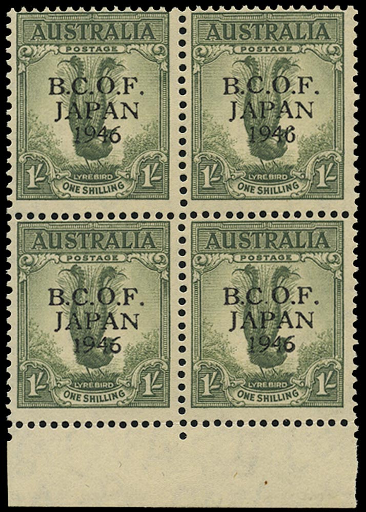 AUSTRALIA B.C.O.F. 1946  SGJ5a Mint unmounted 1s Lyrebird variety Wrong fount '6'