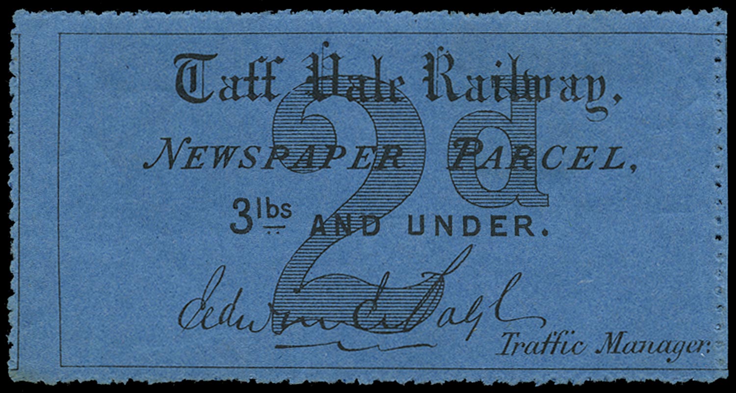 GB 1865 Railway - Taff Vale Railway Newspaper Parcel label