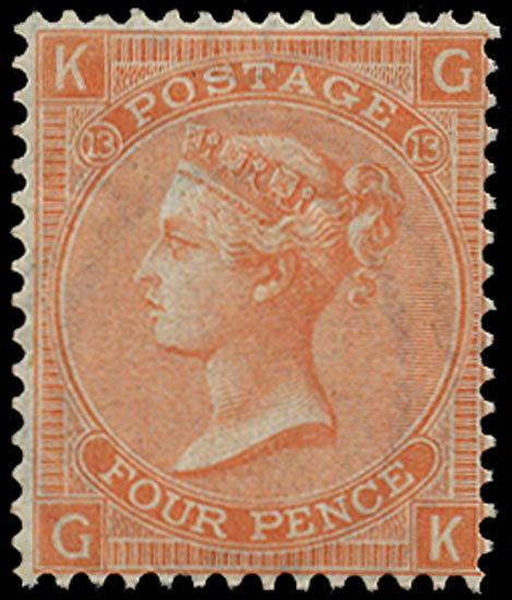 GB 1872  SG93 Pl.13 Mint Unused o.g. example (GK)