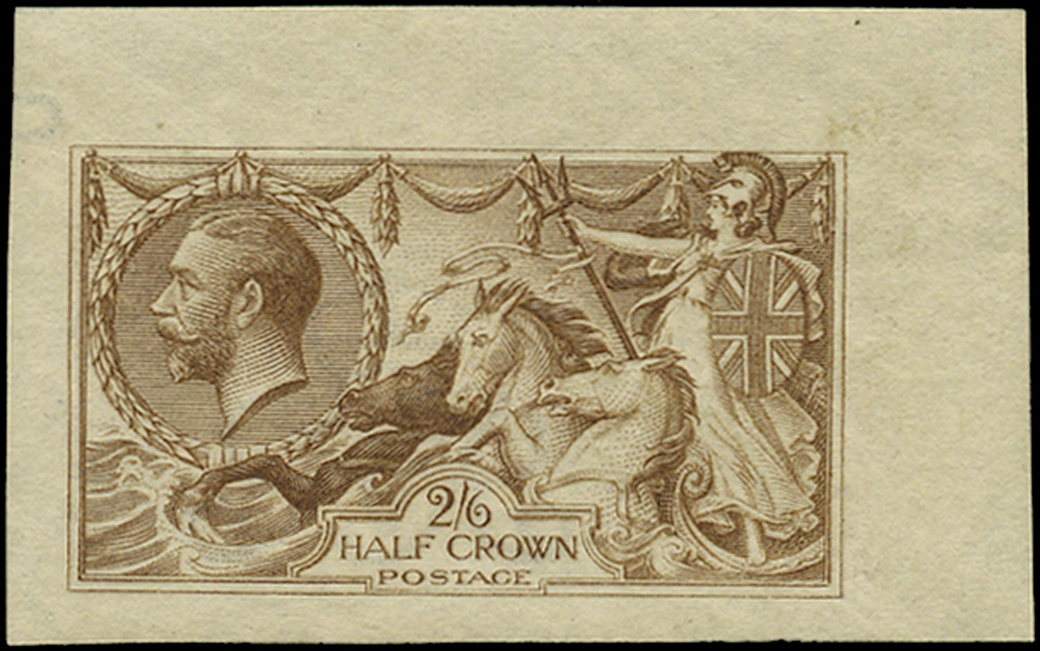 GB 1915  SG406var Colour Trial - imperf, printed in yellow-brown