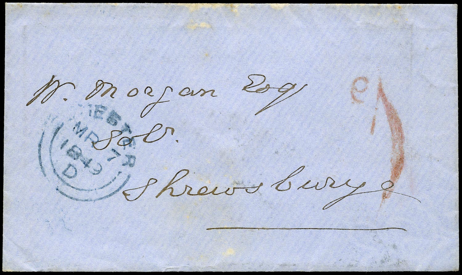GB 1849 Pre-Stamp -Chester Uniform Penny Post handstruck d1 (Type c)