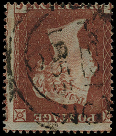 GB 1854  SG17wi Pl.202 Used - Wmk. Inverted