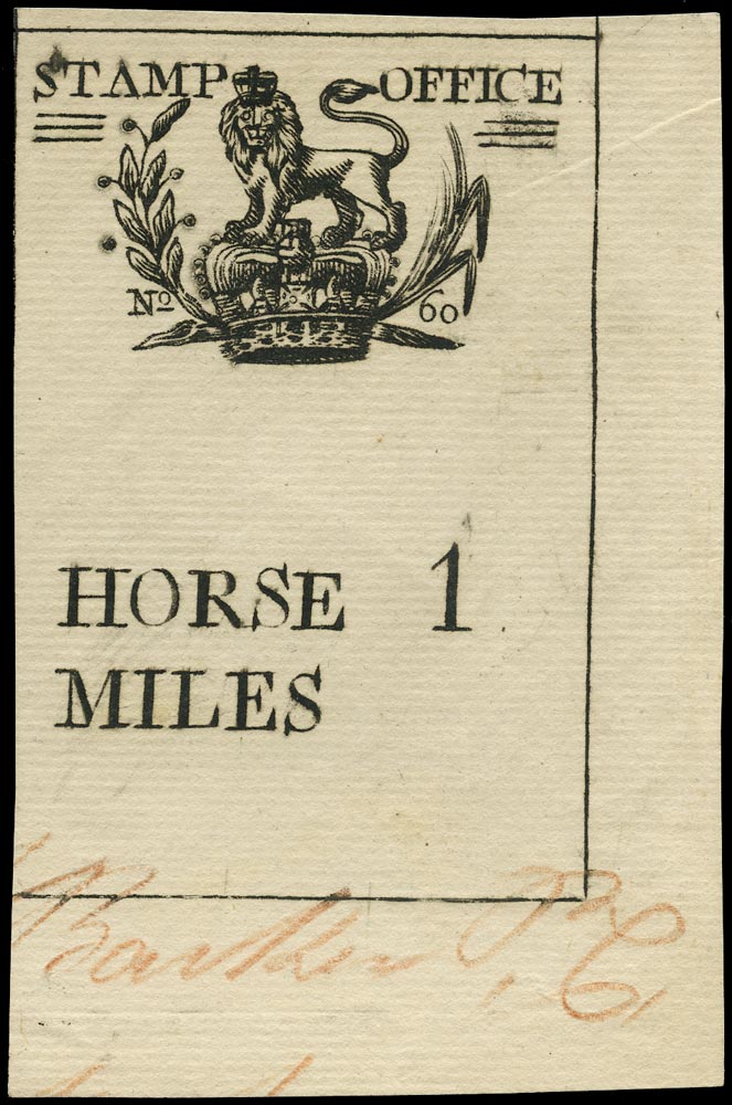 GB 1808 Revenue Post horse duty 1 Mile