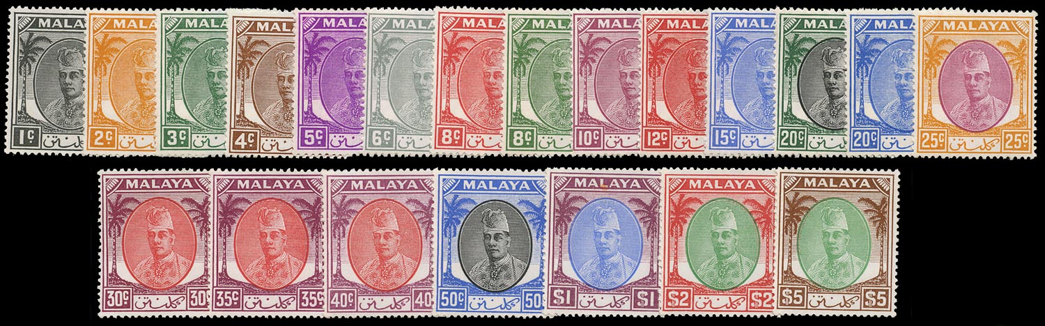 MALAYA - KELANTAN 1951  SG61/81 Mint unmounted set of 21 to $5