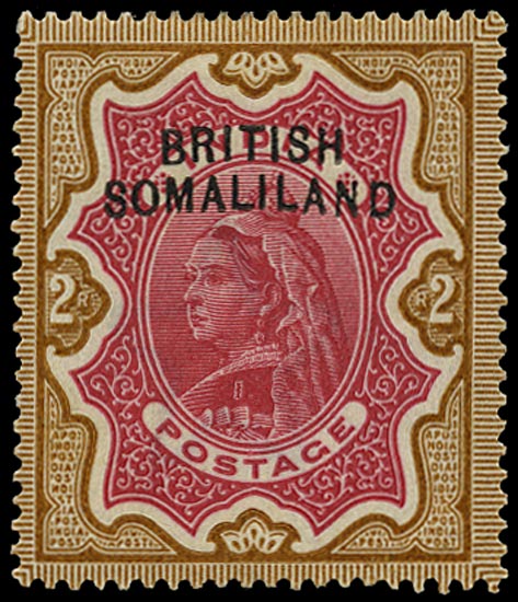 SOMALILAND PROTECT 1903  SG11a Mint QV 2r carmine and yellow-brown variety Curved overprint