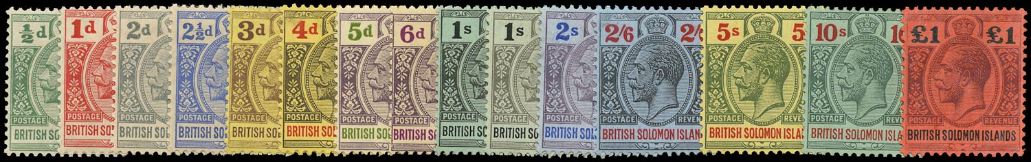 SOLOMON ISLANDS 1914  SG22/38 Mint KGV set of 15 to £1 watermark MCA