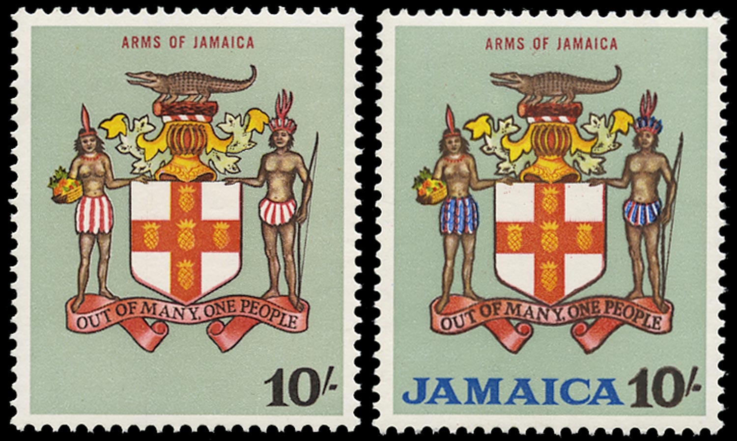 JAMAICA 1964  SG231a Mint unmounted QEII 10s Arms error blue omitted