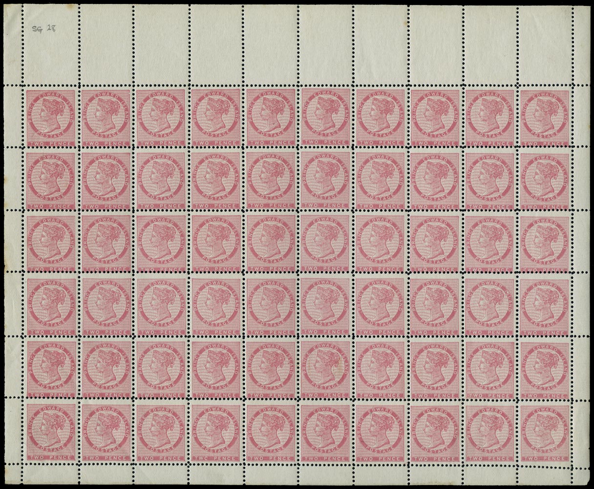PRINCE EDWARD ISLAND 1898  SG28/a/b Mint QV 2d rose-carmine on bluish white paper complete sheet including Die II and TWC flaw