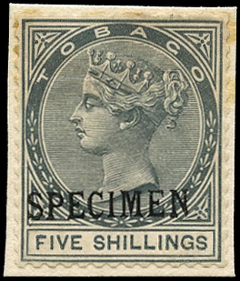 TOBAGO 1879  SG5s Specimen QV 5s slate