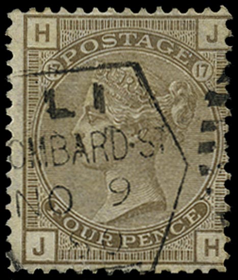 GB 1880  SG154 Pl.17 Used VFU Lombard Street duplex
