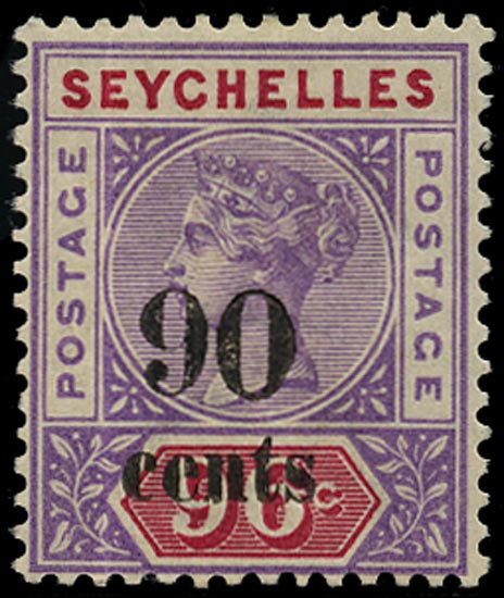 SEYCHELLES 1893  SG21a Mint QV 90c on 96c variety Wide '0'