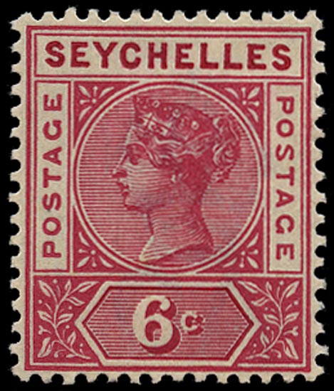 SEYCHELLES 1897  SG29a Mint QV 6c carmine variety Repaired S