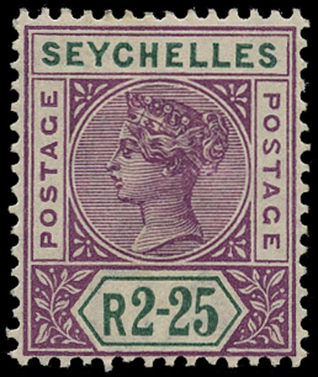 SEYCHELLES 1897  SG36a Mint QV 2r25 bright mauve and ultramarine variety Repaired S