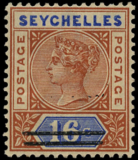 SEYCHELLES 1901  SG38c Mint 3c on 16c variety '3 cents' omitted