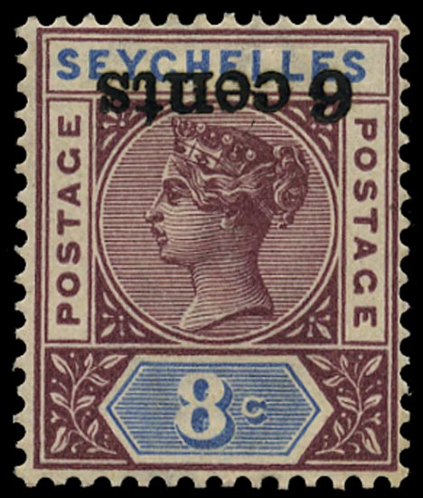 SEYCHELLES 1901  SG40a Mint 6c on 8c error surcharge inverted