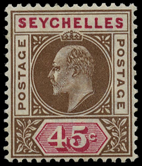 SEYCHELLES 1903  SG53w Mint KEVII 45c variety watermark inverted