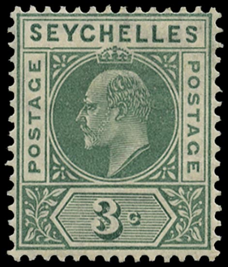 SEYCHELLES 1906  SG61a Mint KEVII 3c watermark MCA variety Dented frame