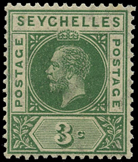 SEYCHELLES 1912  SG72a Mint unmounted KGV 3c watermark MCA variety Split A