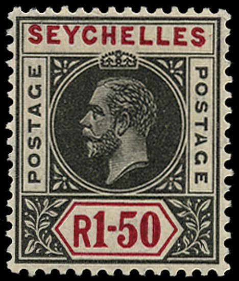 SEYCHELLES 1912  SG80a Mint KGV 1r50 watermark MCA variety Split A
