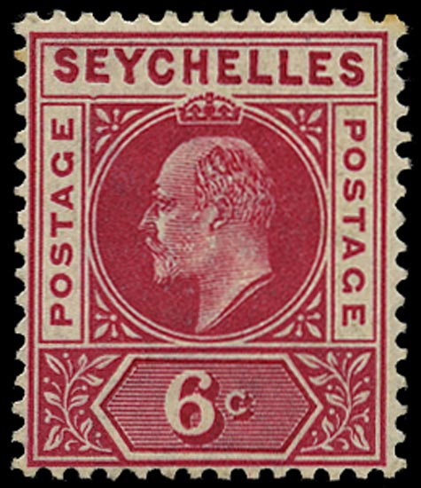 SEYCHELLES 1903  SG48a Mint unmounted KEVII 6c variety Dented frame