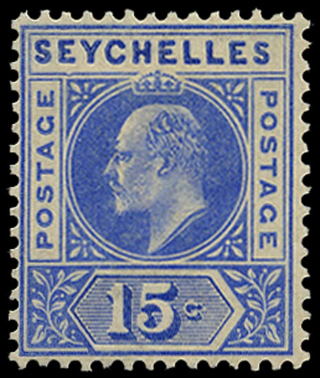 SEYCHELLES 1903  SG50a Mint KEVII 15c variety Dented frame