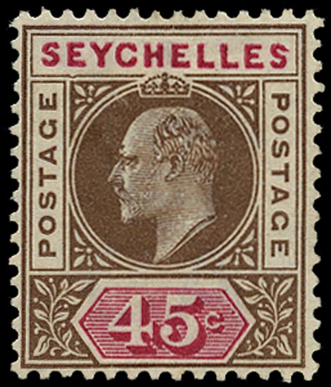 SEYCHELLES 1903  SG53a Mint KEVII 45c variety Dented frame