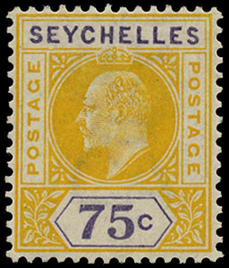 SEYCHELLES 1903  SG54a Mint KEVII 75c variety Dented frame