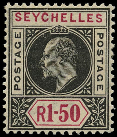 SEYCHELLES 1903  SG55a Mint KEVII 1r50 variety Dented frame