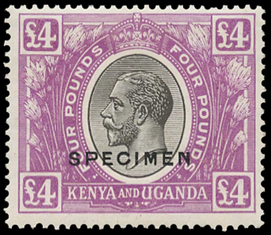 KUT 1922  SG98s Specimen £4 black and magenta