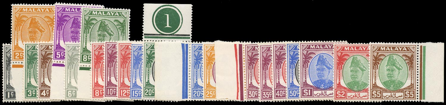 MALAYA - SELANGOR 1949  SG90/110 Mint unmounted set of 21 to $5
