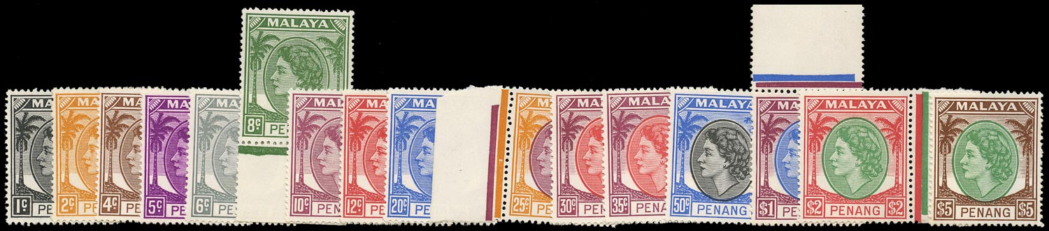 MALAYA - PENANG 1954  SG28/43 Mint unmounted set of 16 to $5