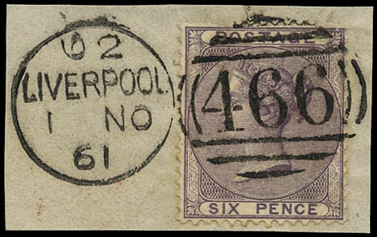 GB 1856  SG68 Used - Liverpool duplex example