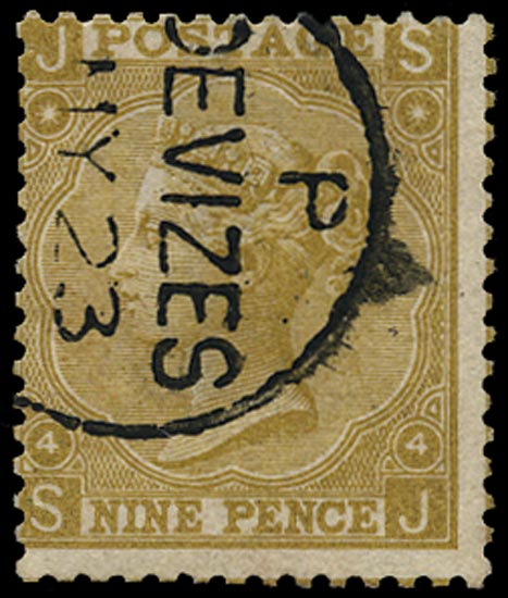 GB 1867  SG110 Pl.4 Used - Devizes cds example