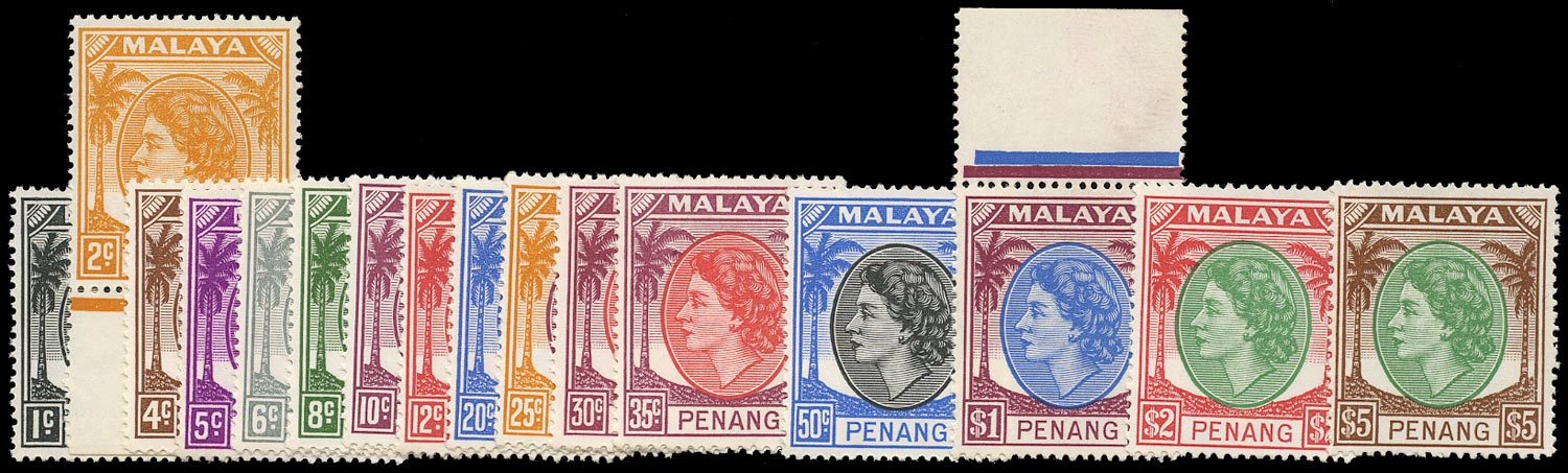 MALAYA - PENANG 1954  SG28/43 Mint unmounted set of 16 to $5