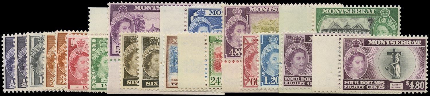 MONTSERRAT 1953  SG136a/146a Mint unmounted set of 19 to $4.80