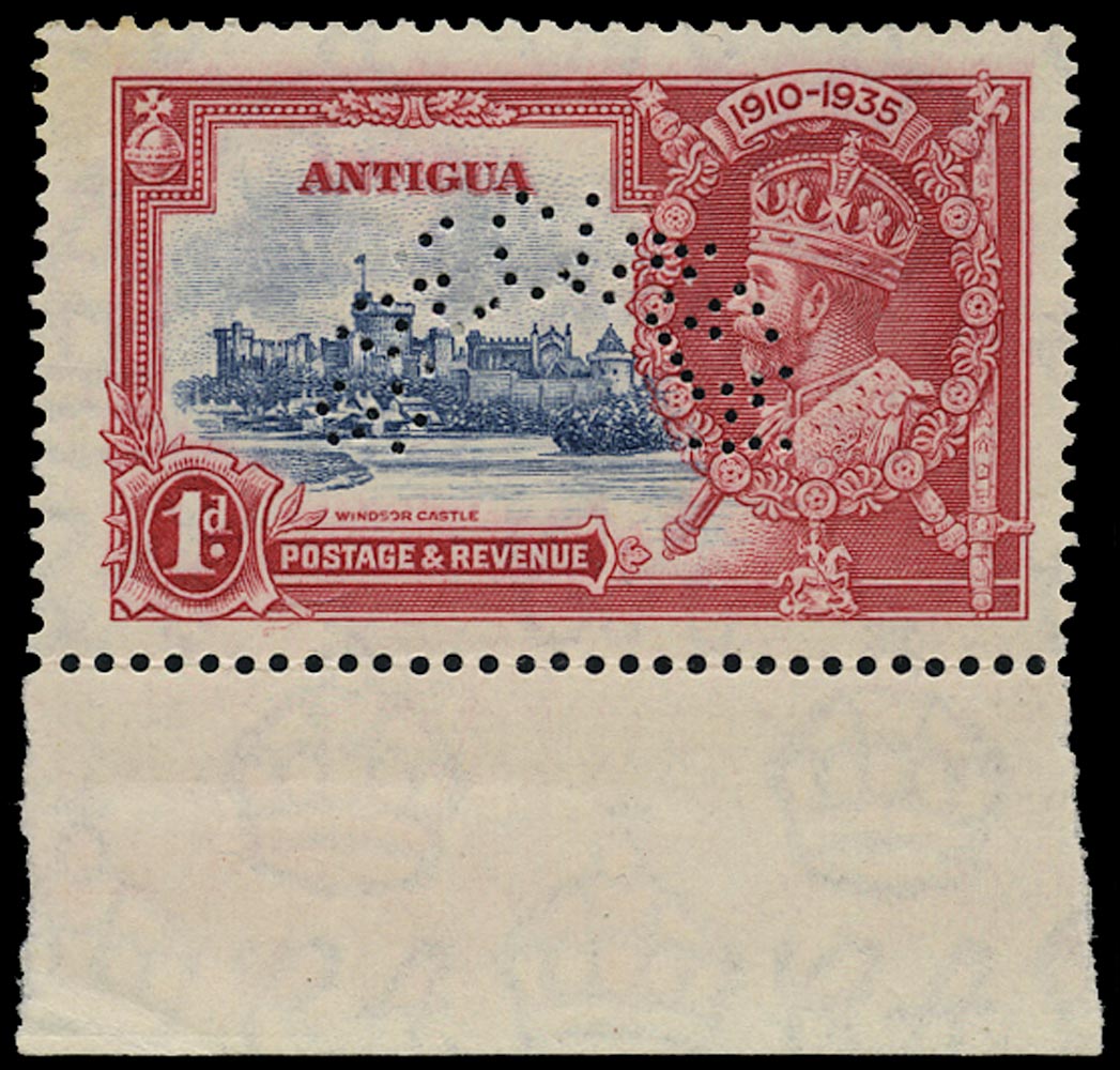 ANTIGUA 1935  SG91fs Specimen Silver Jubilee 1d variety Diagonal line by turret unmounted mint