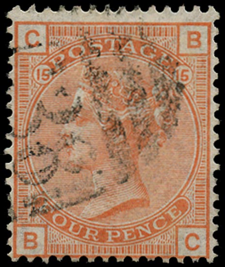 GB 1876  SG152 Pl.15 Used - Callao, Peru "C38" numeral