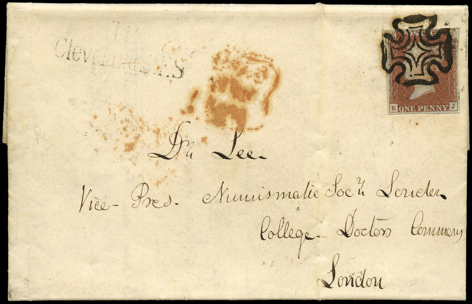 GB 1841  SG7 Pl.9 Cover entire sent locally within London (EJ)