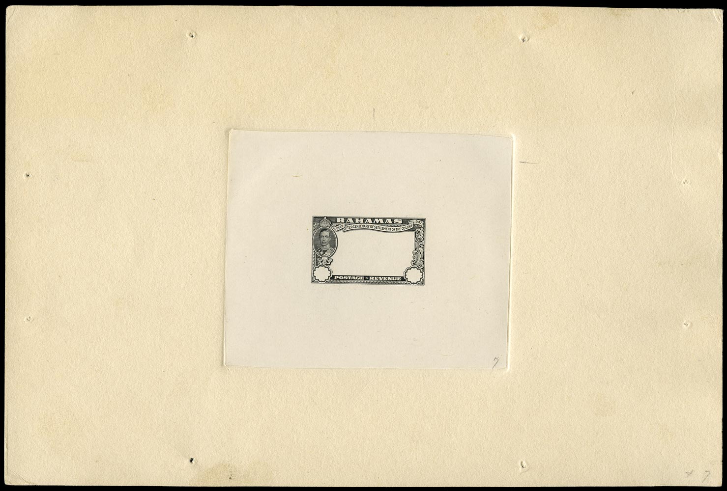 BAHAMAS 1948  SG178/93 Proof of frame for Tercentenary of Eleuthera issue