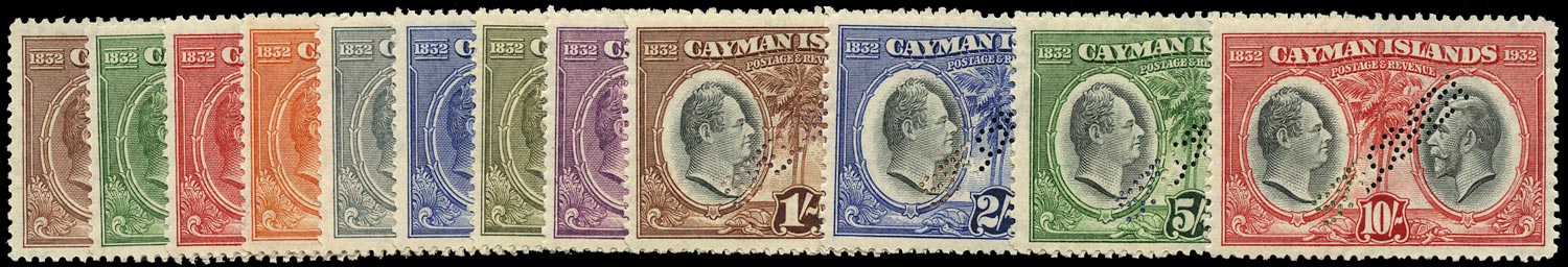 CAYMAN ISLANDS 1932  SG84s/95s Specimen Centenary Set unmounted