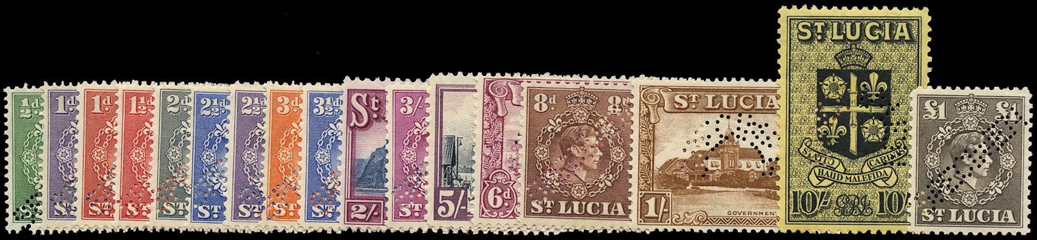 ST LUCIA 1938  SG128s/41s Specimen KGVI definitives
