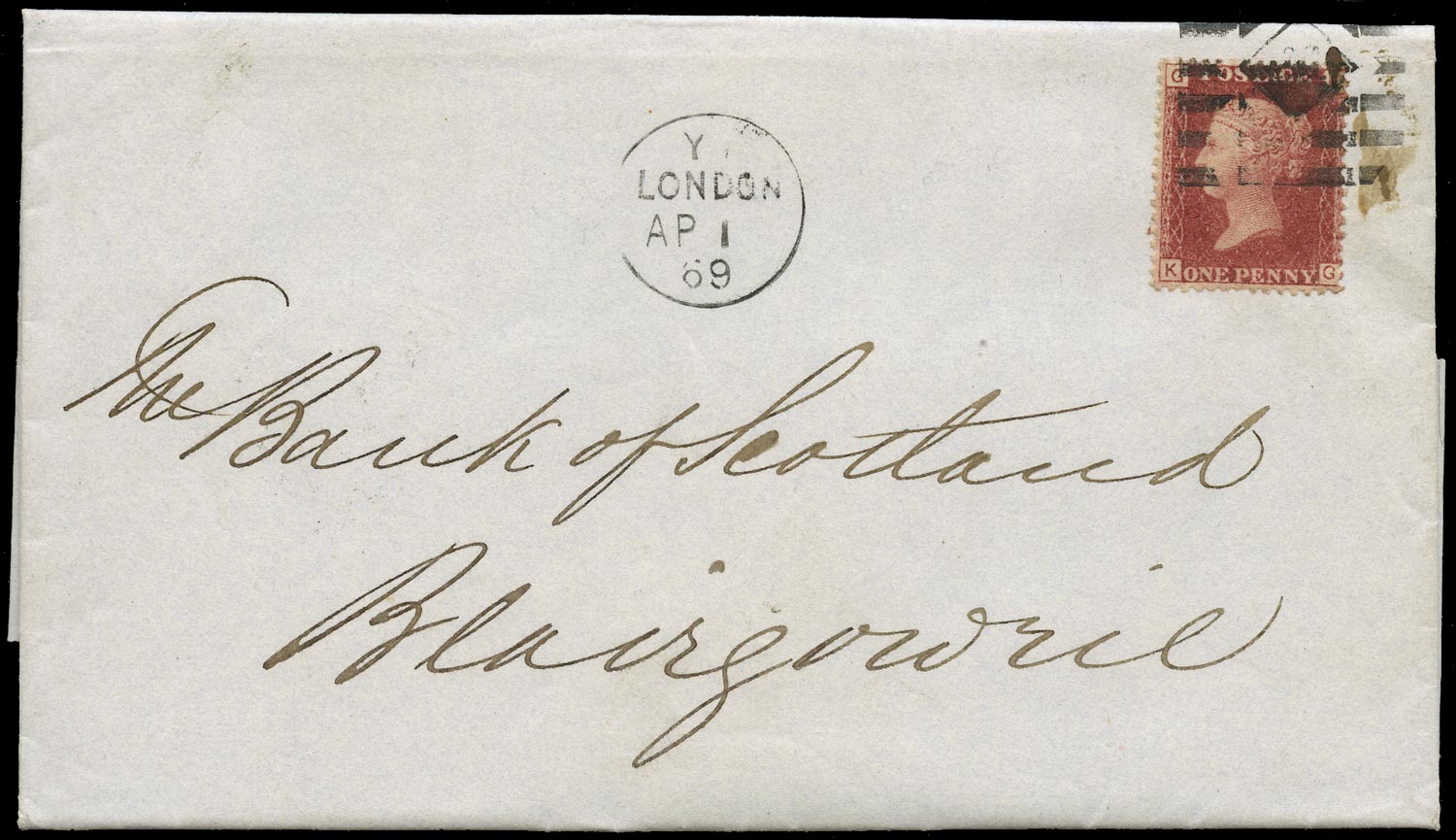GB 1869  SG43 Pl.99 Cover - Azemar machine cancel, first day of use
