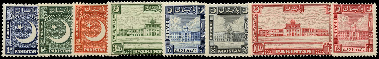PAKISTAN 1949  SG44/51 Mint unmounted set of 8 to 12a
