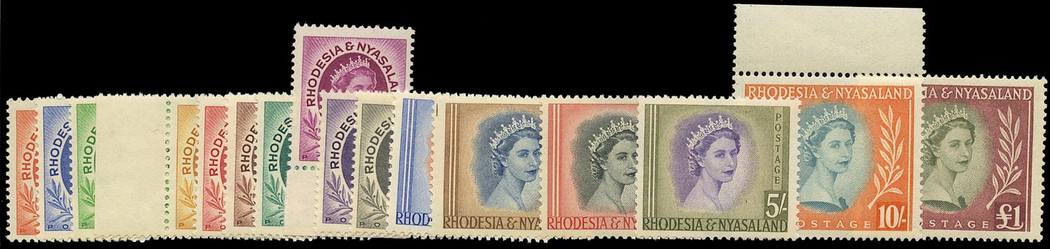 RHODESIA & NYASALAND 1954  SG1/15 Mint unmounted set of 16 to £1