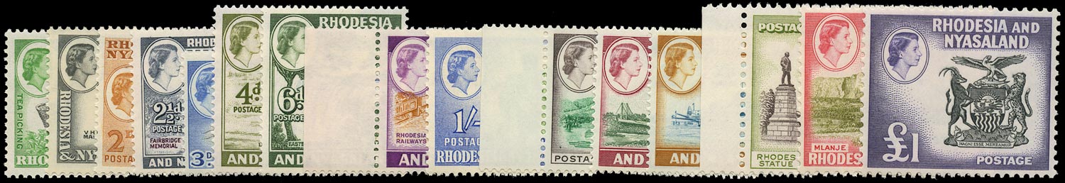 RHODESIA & NYASALAND 1959  SG18/31 Mint unmounted set of 15 to £1