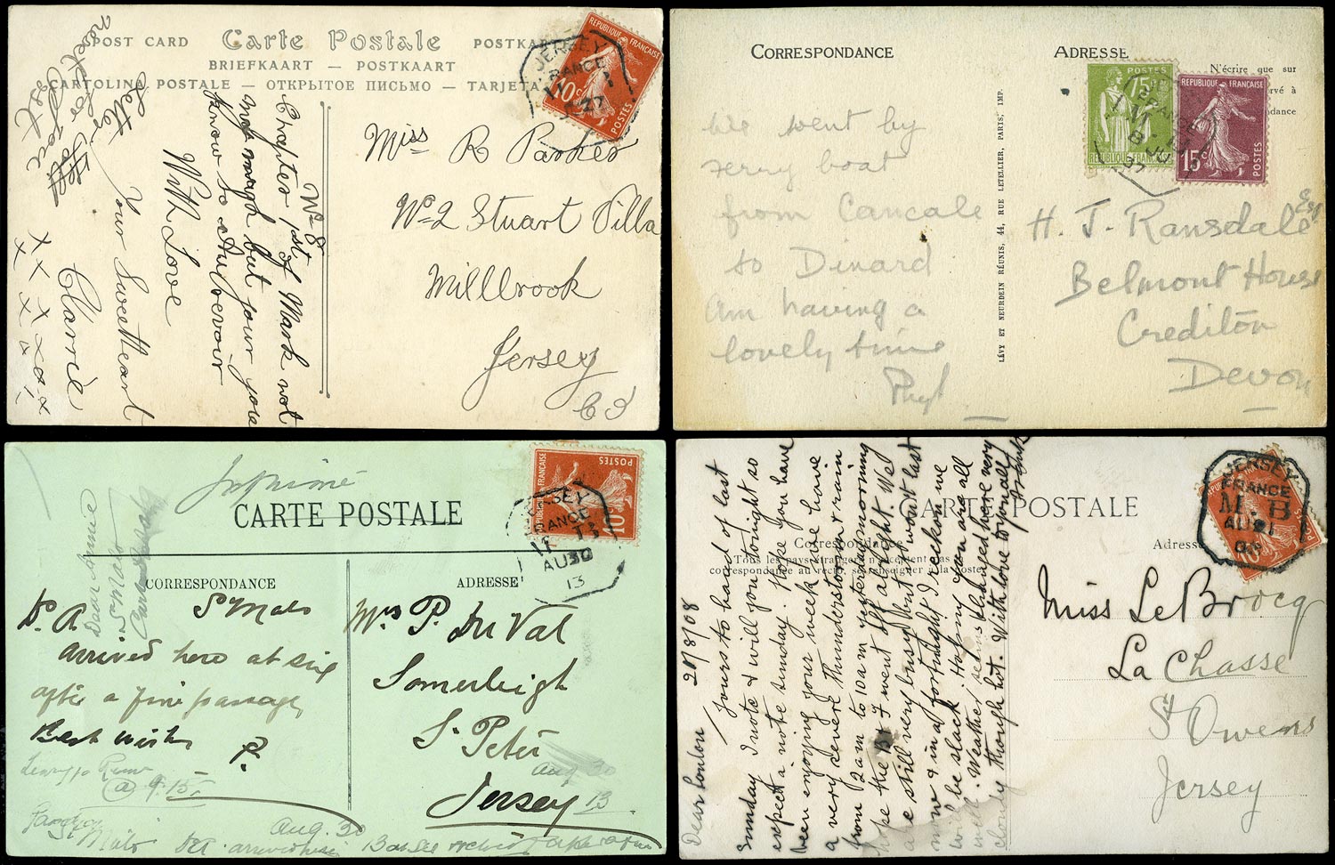 GB 1881-1937 Cover - Cancelled with the Jersey/France/MB datestamp